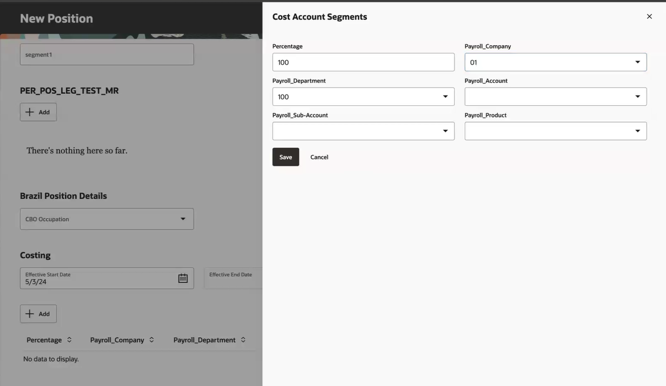 Cost Account Segments