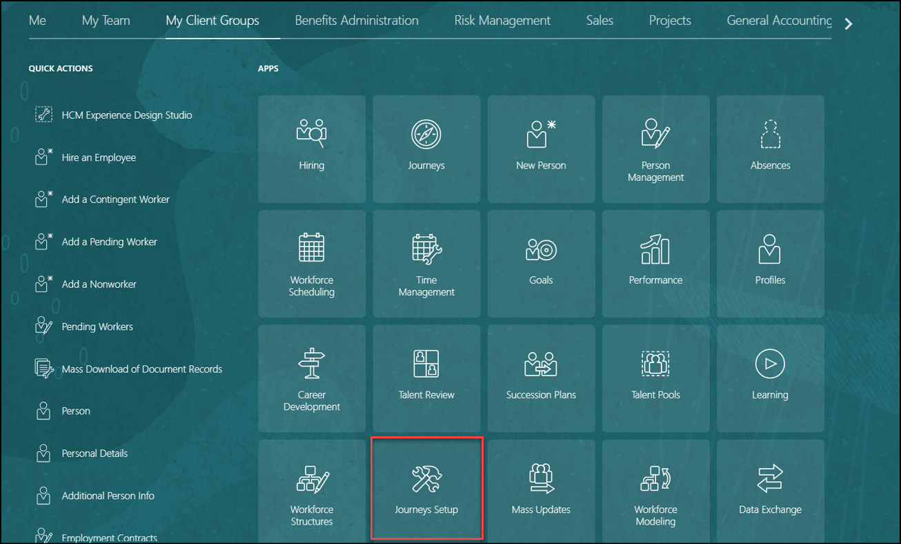 Journeys Setup App Under My Client Groups