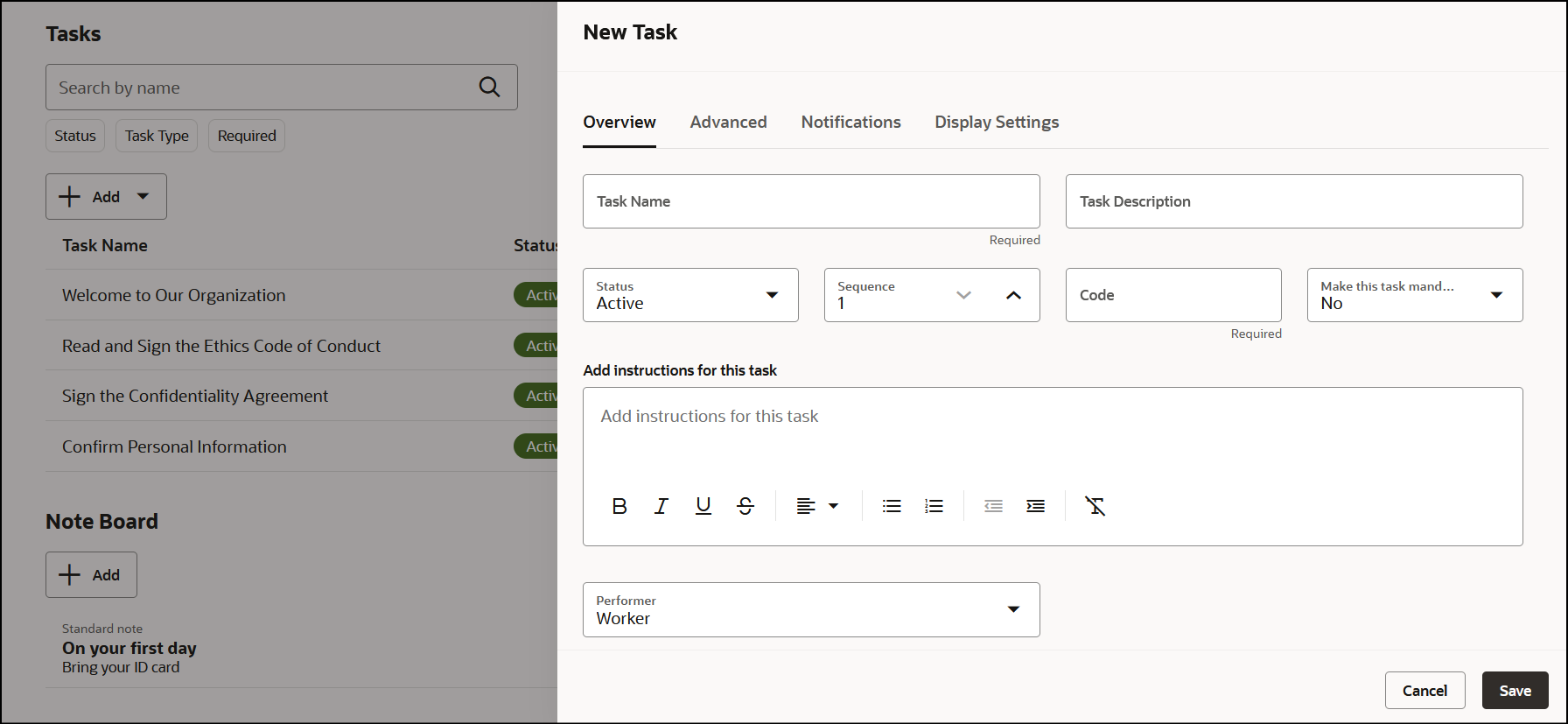 Create New Task for Journey