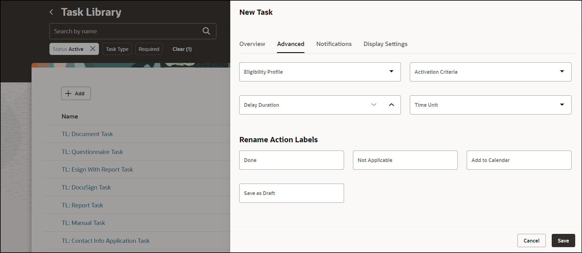 Configure Advanced Details for Task