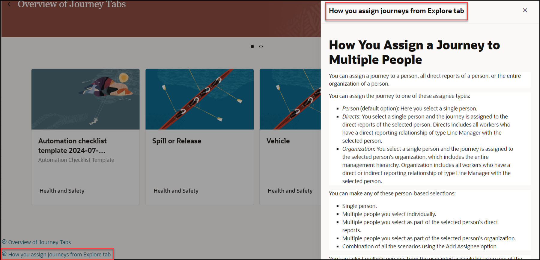 View Section Level Guided Journey on Explore Journeys Tab