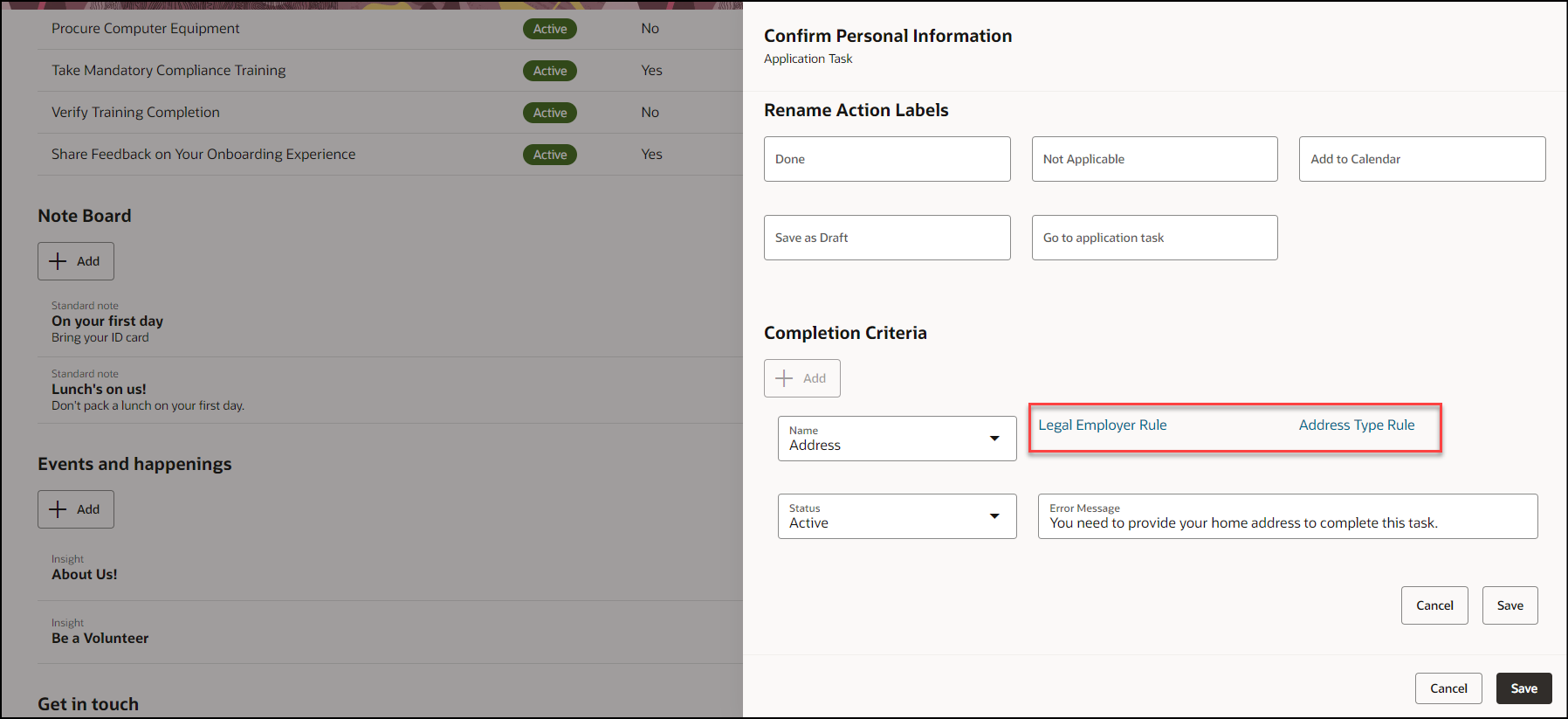 Person and Object Criteria Configured