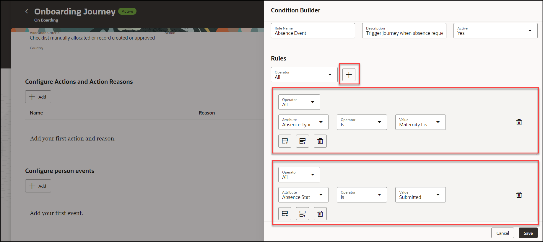 Configure Event in Journey Using Rule Builder