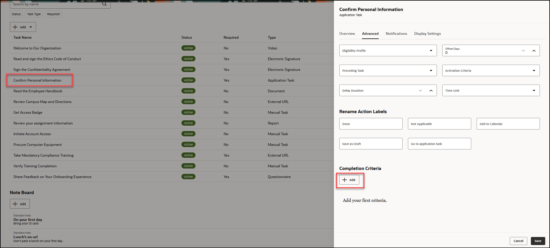 Add Completion Criteria for Application Task