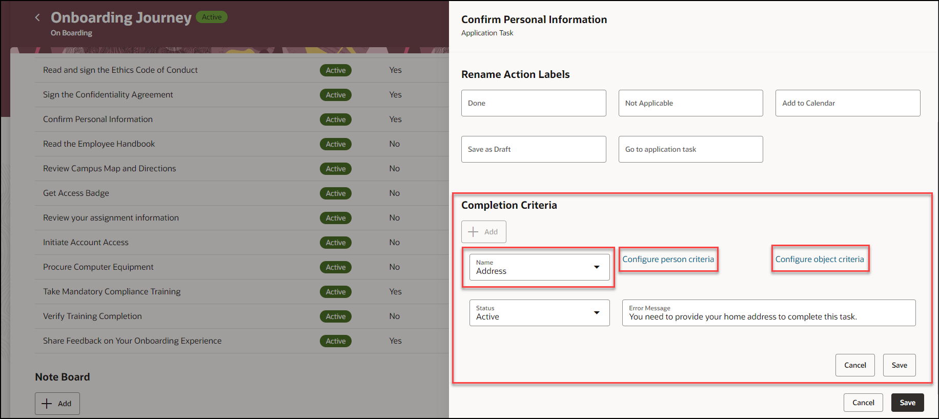 Select the Business Object and Configuration Criteria