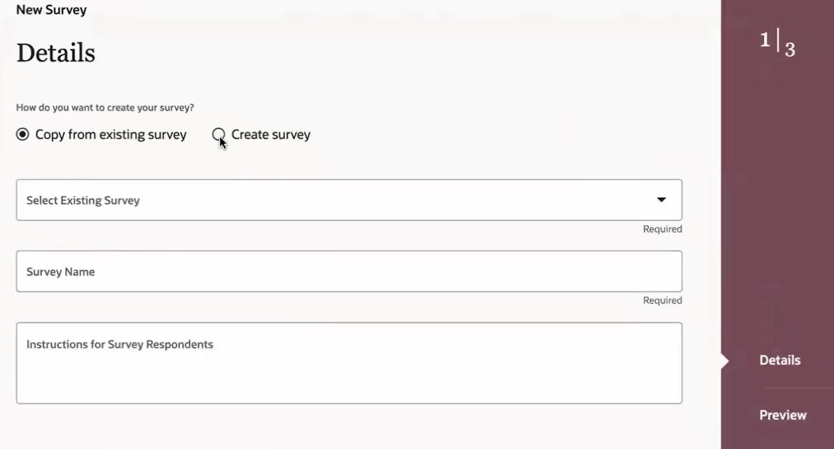 Create Survey UI