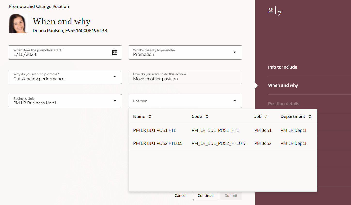 Filtering and formatting of Position LoV