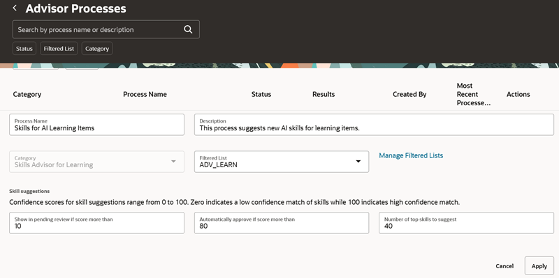 Enhancements to the Skills Advisor for Learning Process 