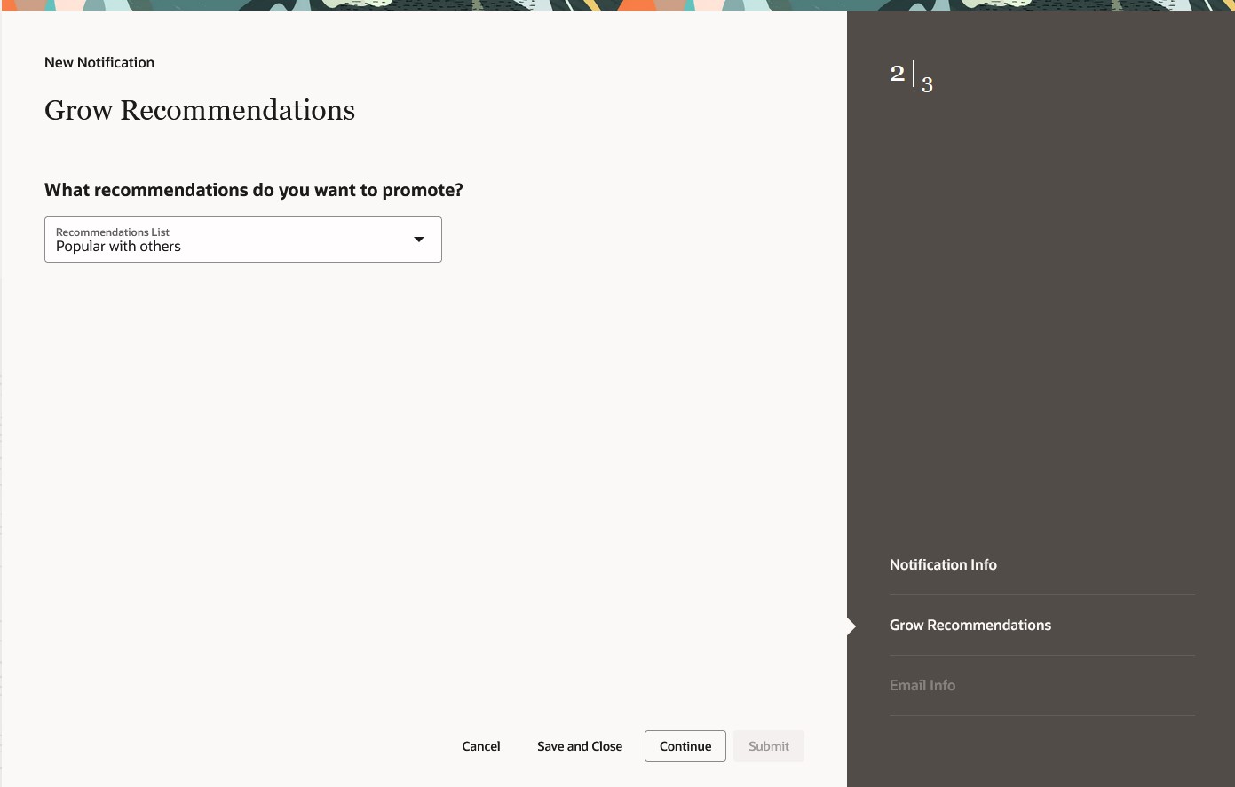 Adding a recommendation list to the Grow notification