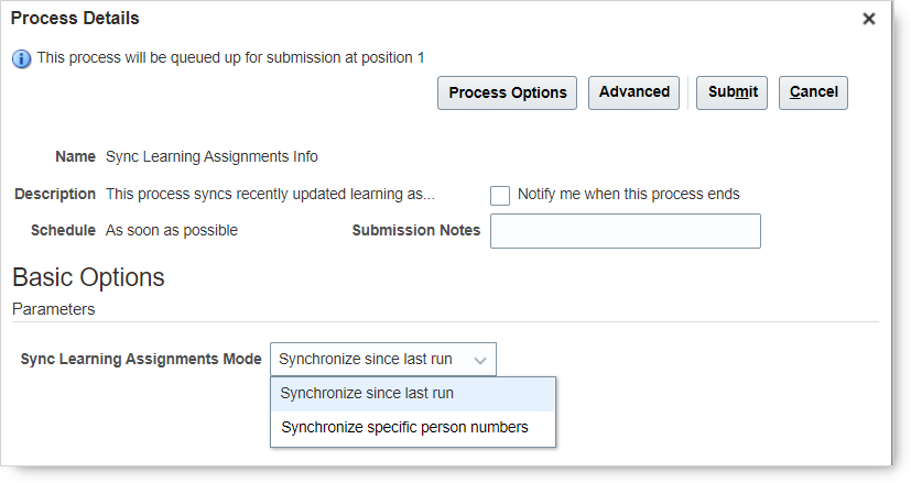 Sync Learning Assignments Info Process