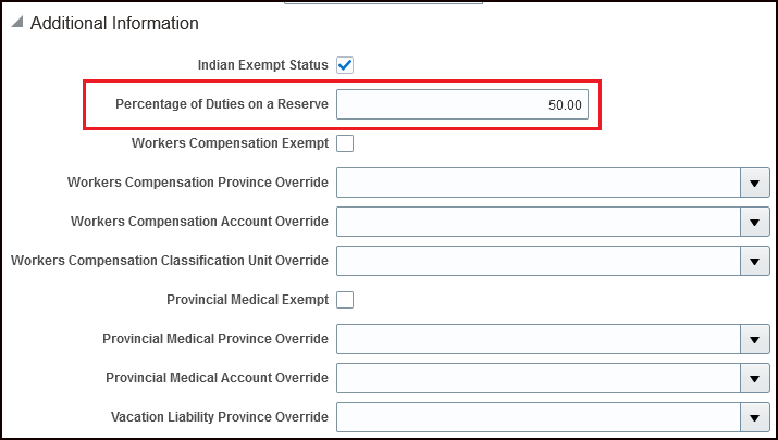 Percentage of Duties on a Reserve Field