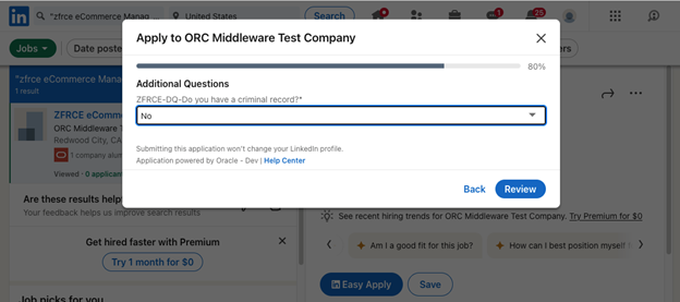 Job Application Review on LinkedIn