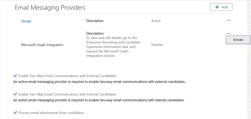 Activate the Microsoft Graph Integration Email Provider