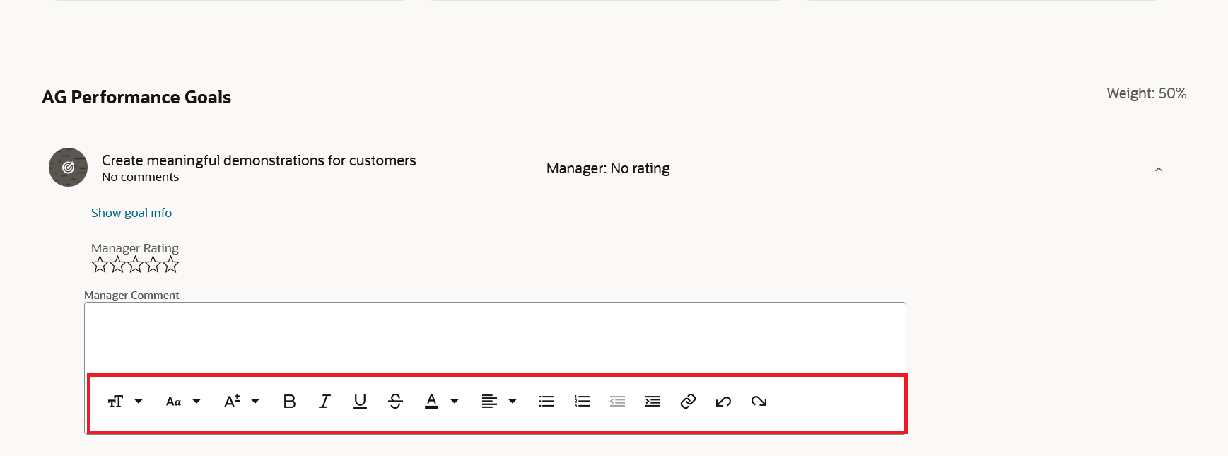 Text Editor Toolbar in Manager Comment