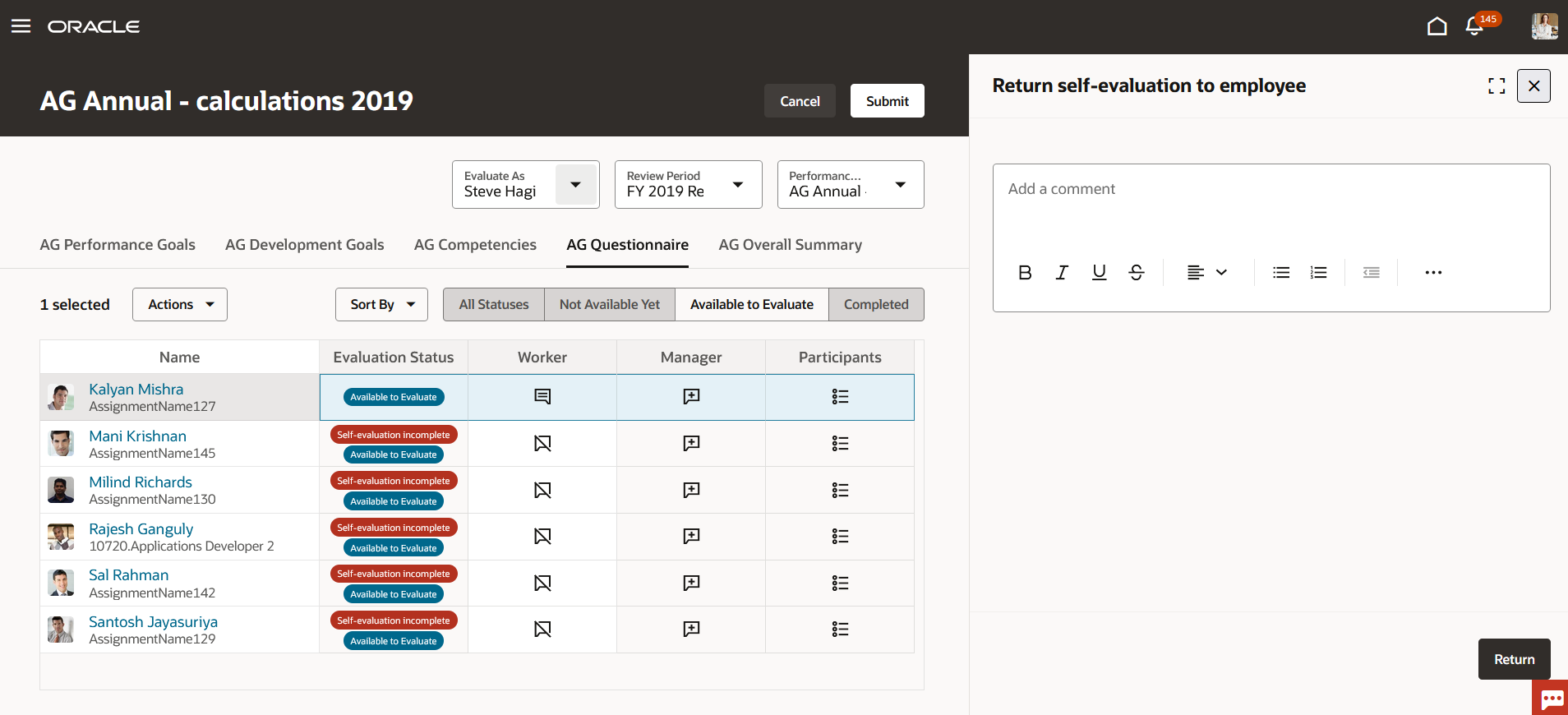 Return Self-Evaluation