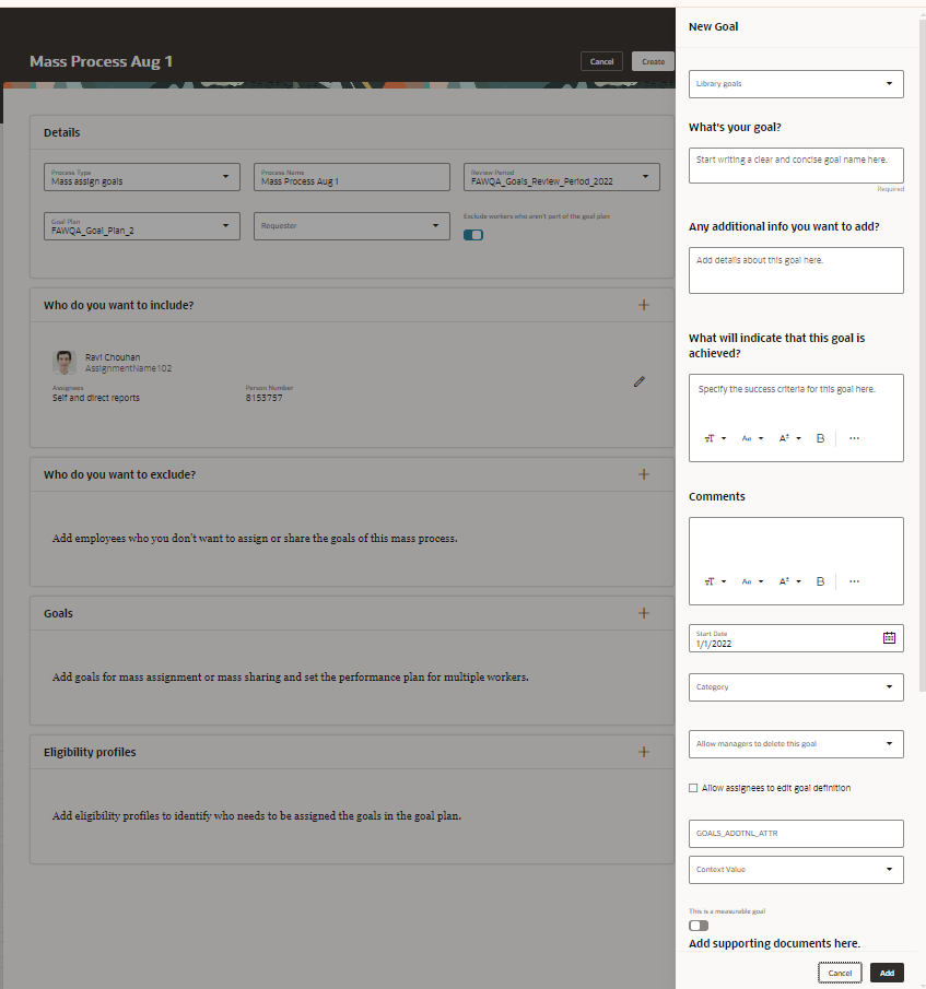 New Goal in Mass Assignment Process