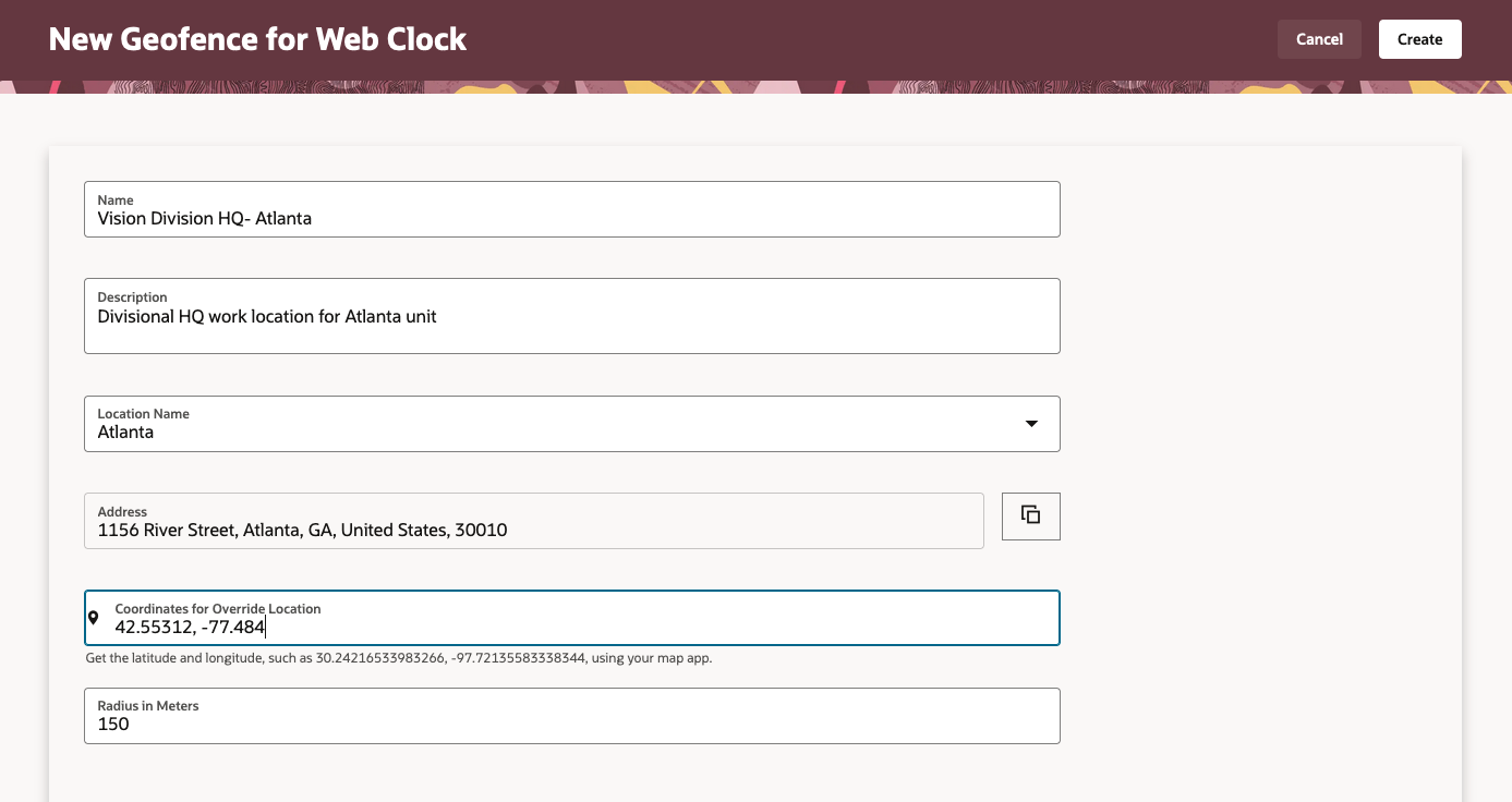 New Geofence for Web Clock Page