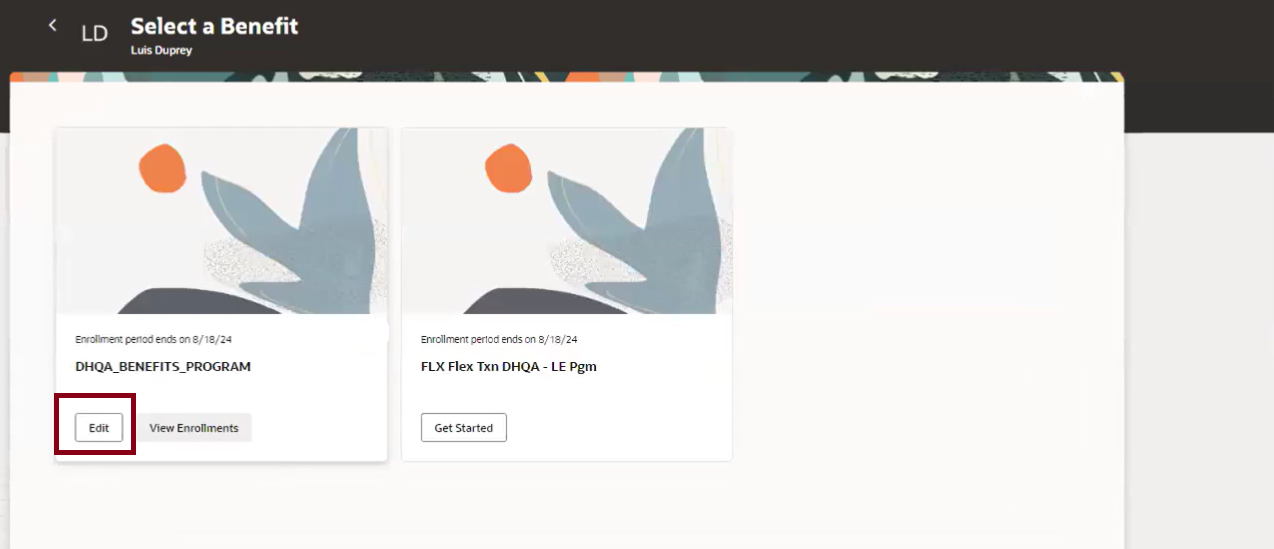 Select a Benefit Page 