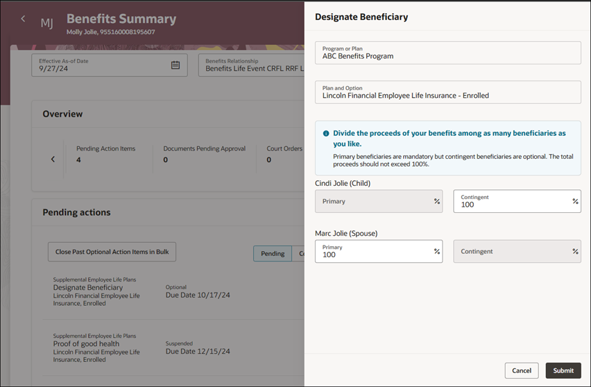 Beneficiary Designation Page 