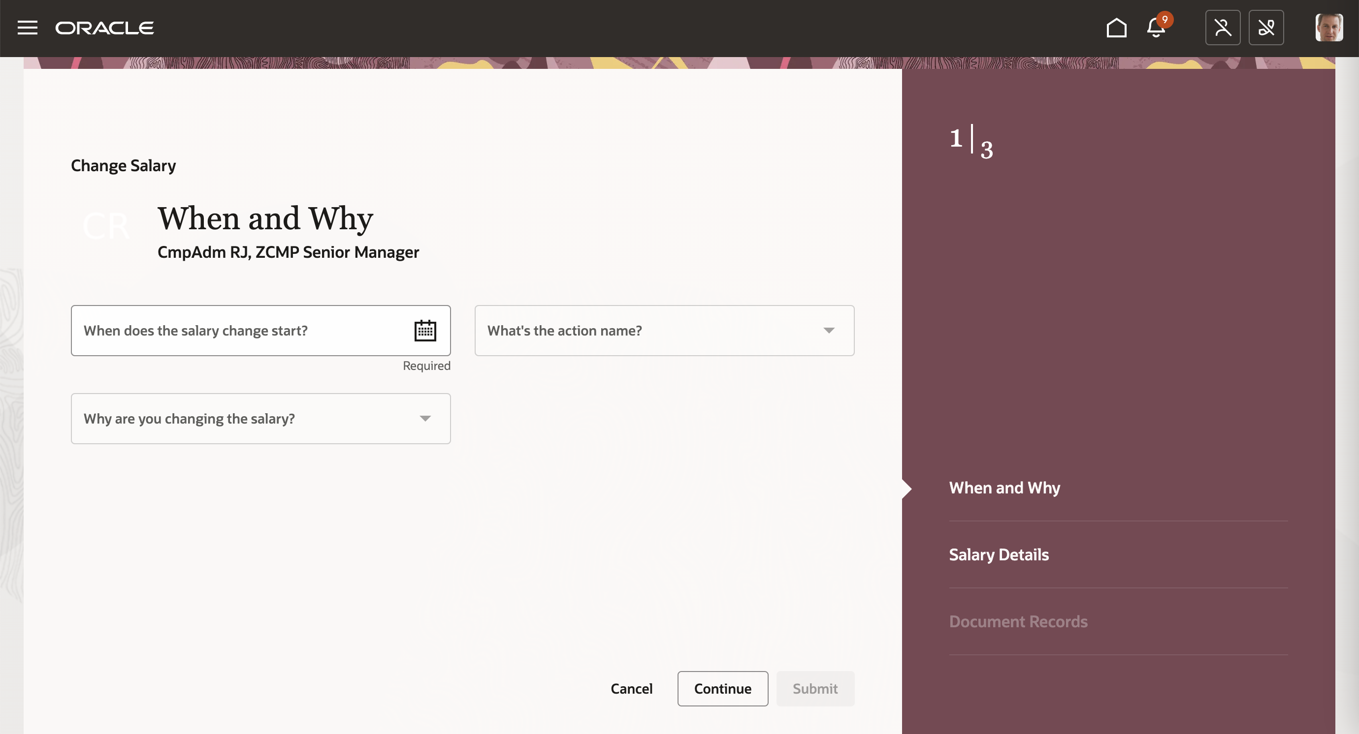 Comments and Attachments Section Not Available in Compensation Manager Change Salary Action