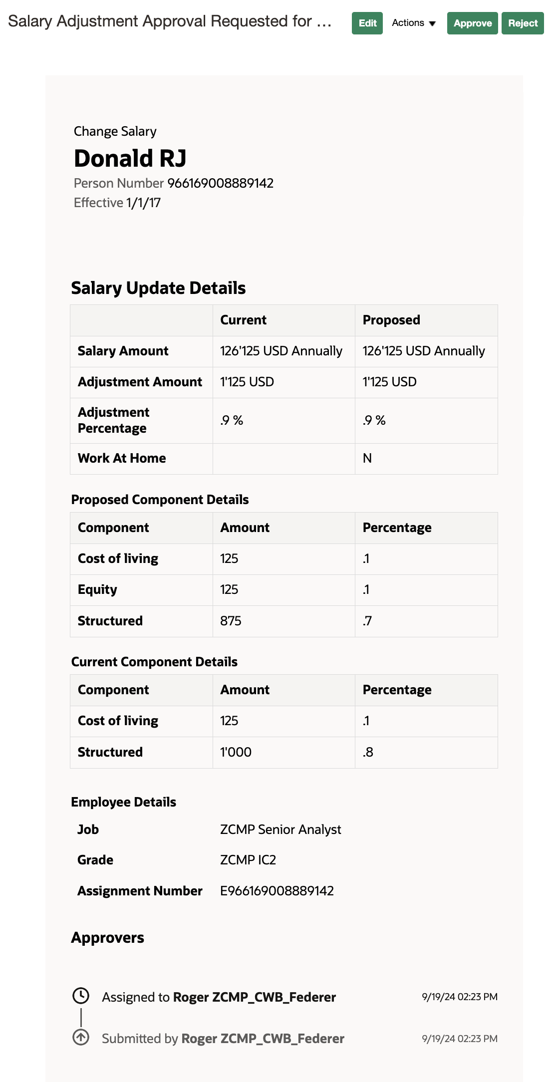 Correct Salary Notification with Incremental Components Type Salary