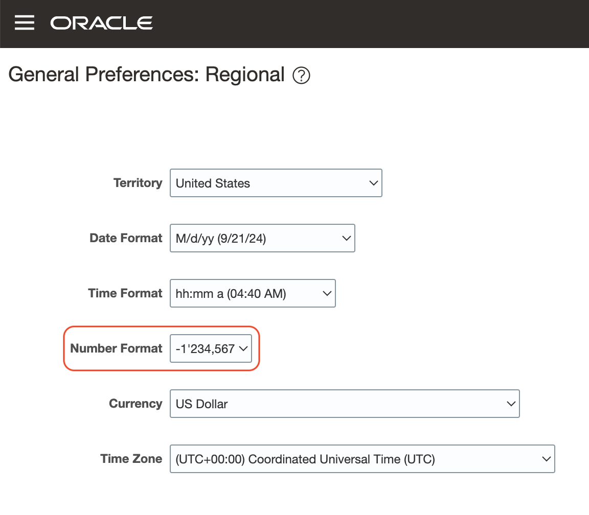 User Preferred Number Format