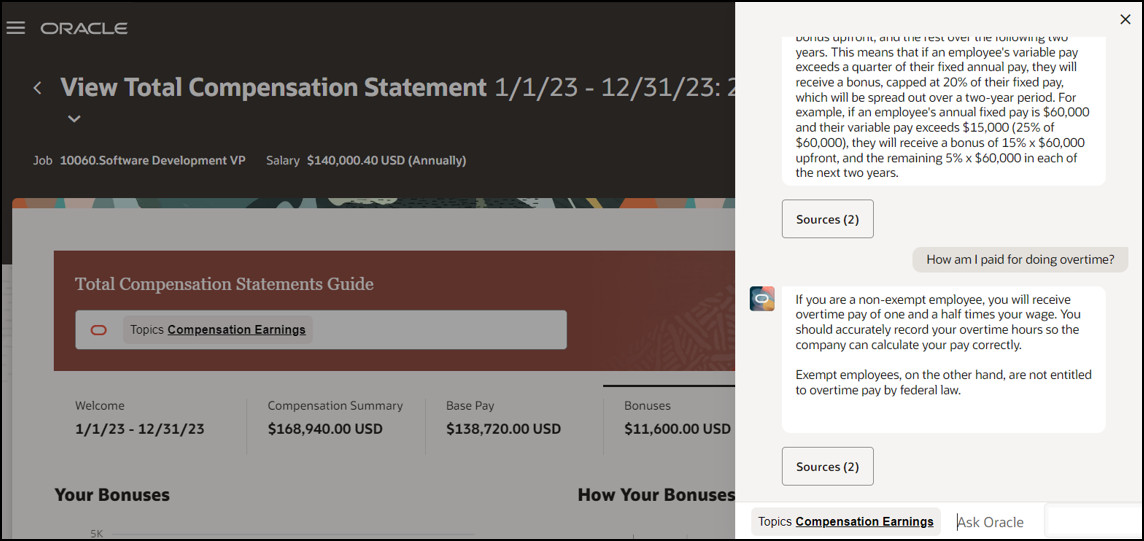 View Total Compensation Statement - chat box