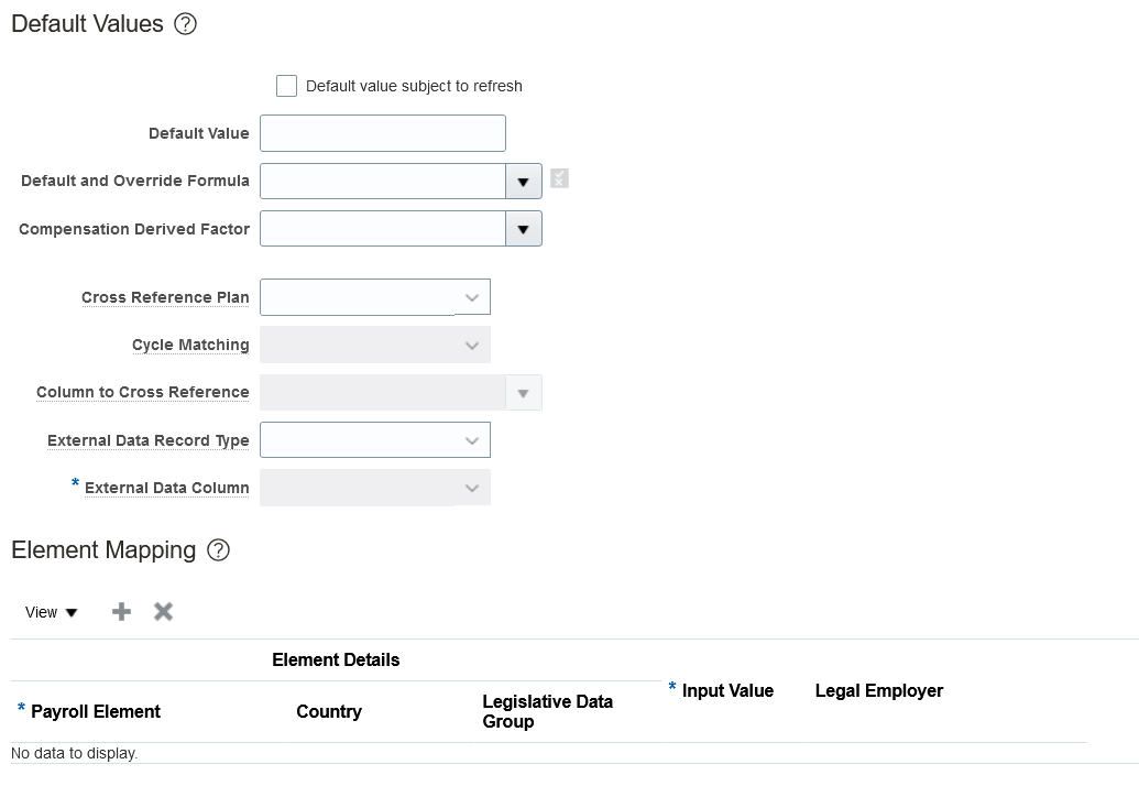 Default Options and Element Mapping 