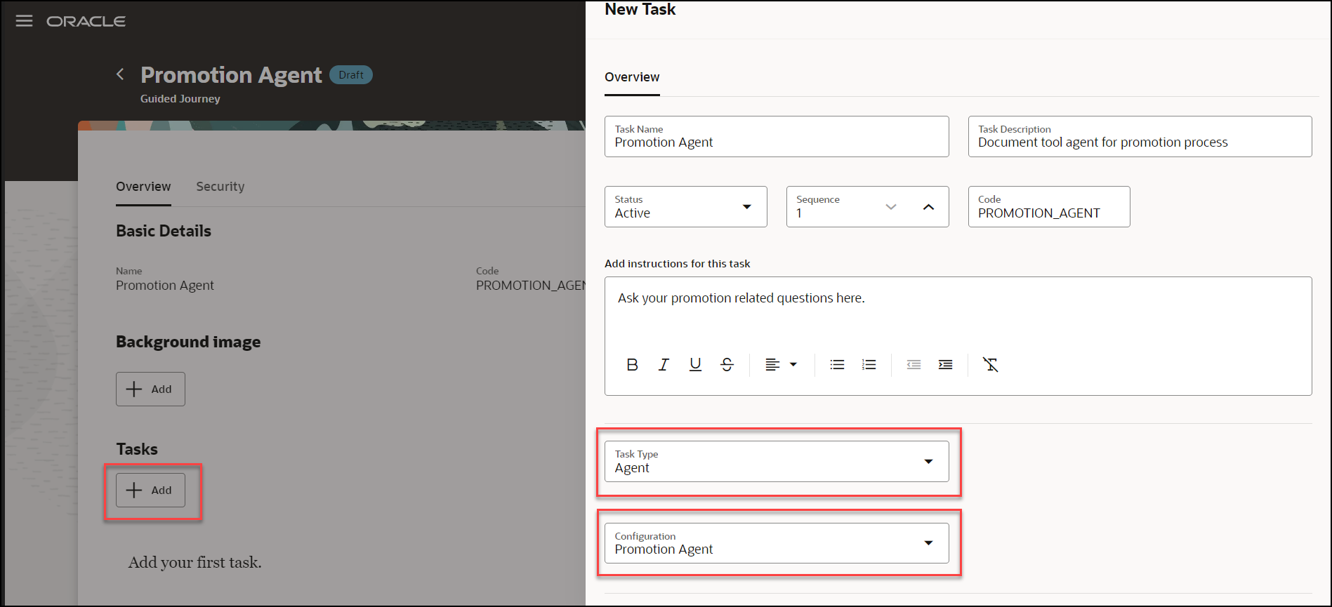 Create Task in a Guided Journey for Agent Task Type