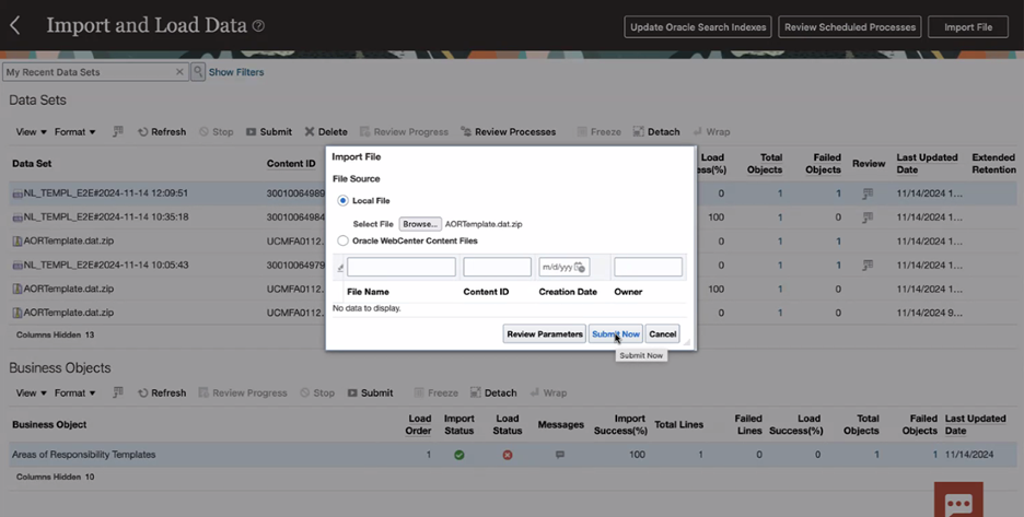 Importing a Responsibility Template data file