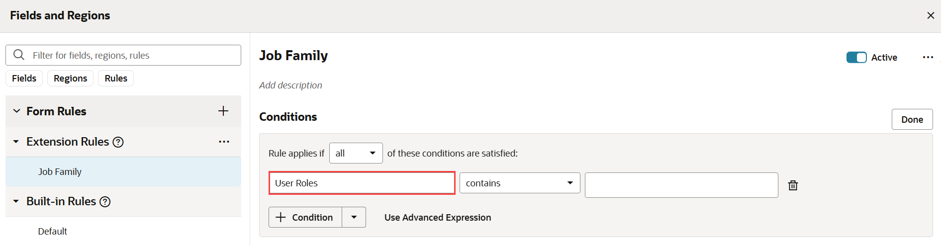Use Roles attribute supported as parameter on Job Family pages