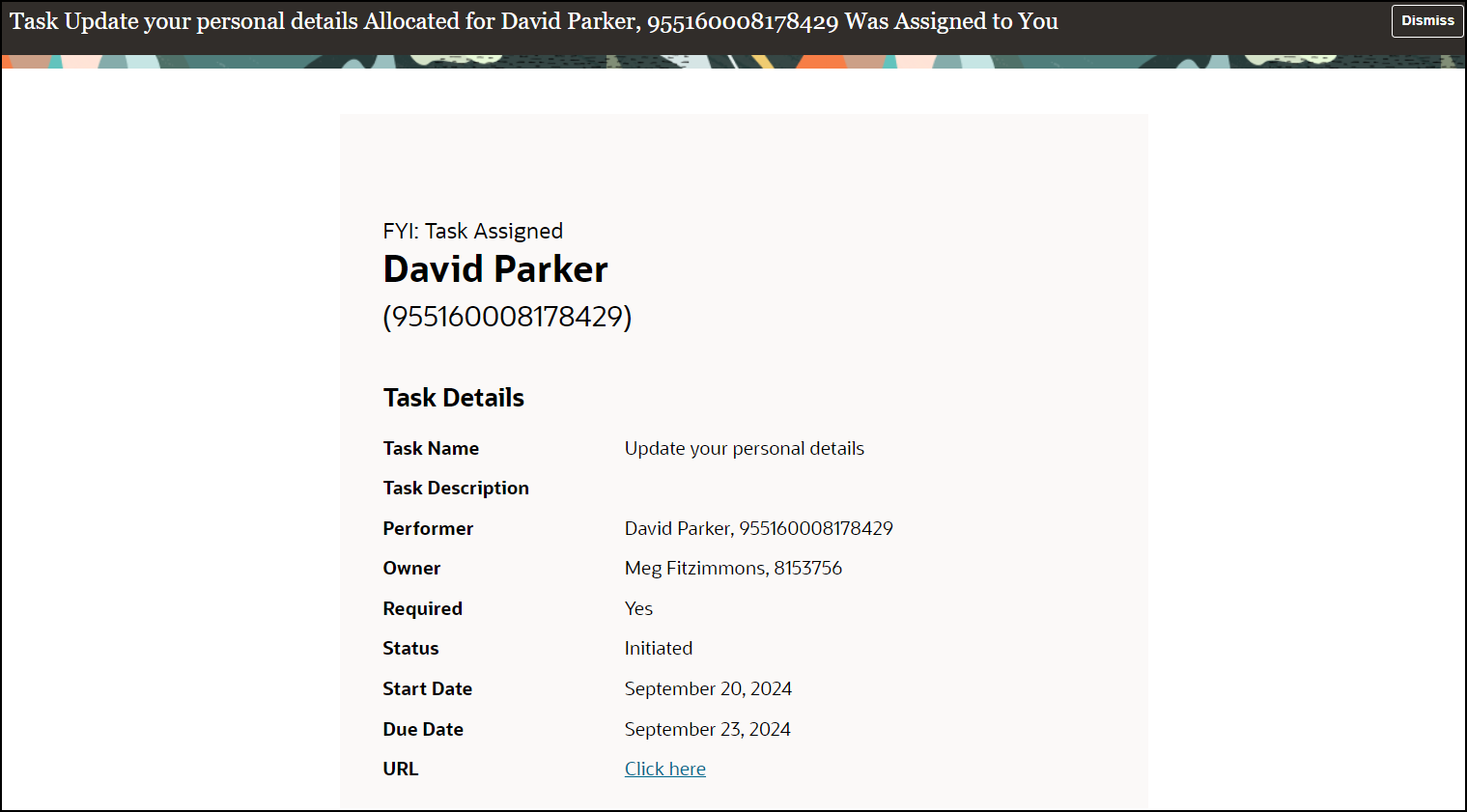 Task Performer FYI Notification