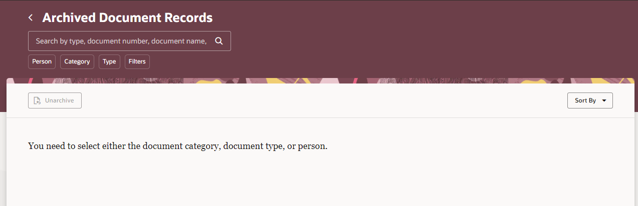 Archived Document Records page