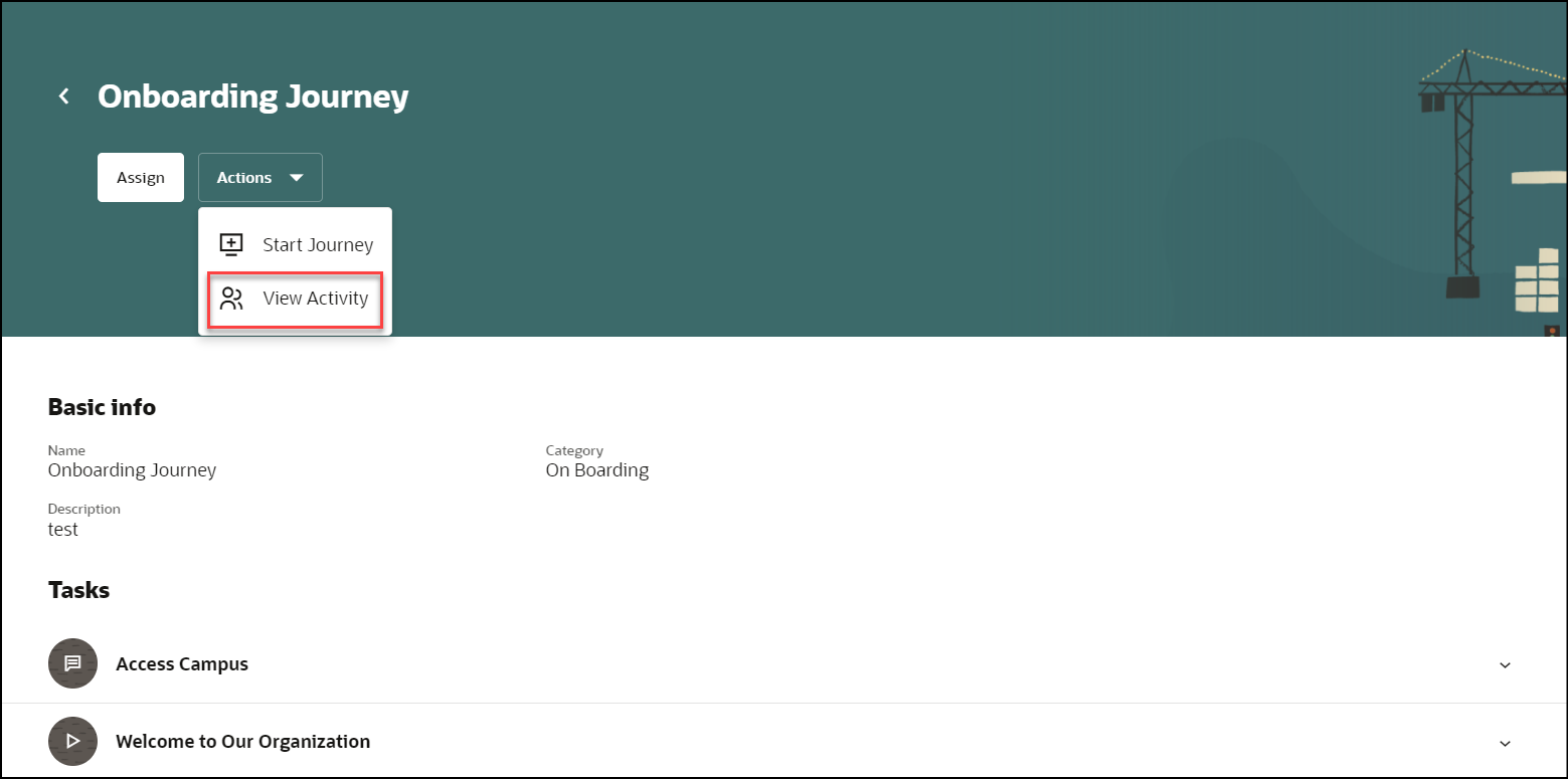 View Activity for an Onboarding Journey