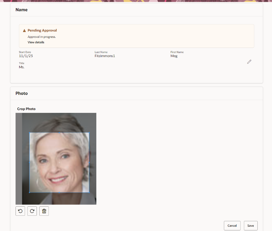 Change Person Photo in Redwood Personal Details Page
