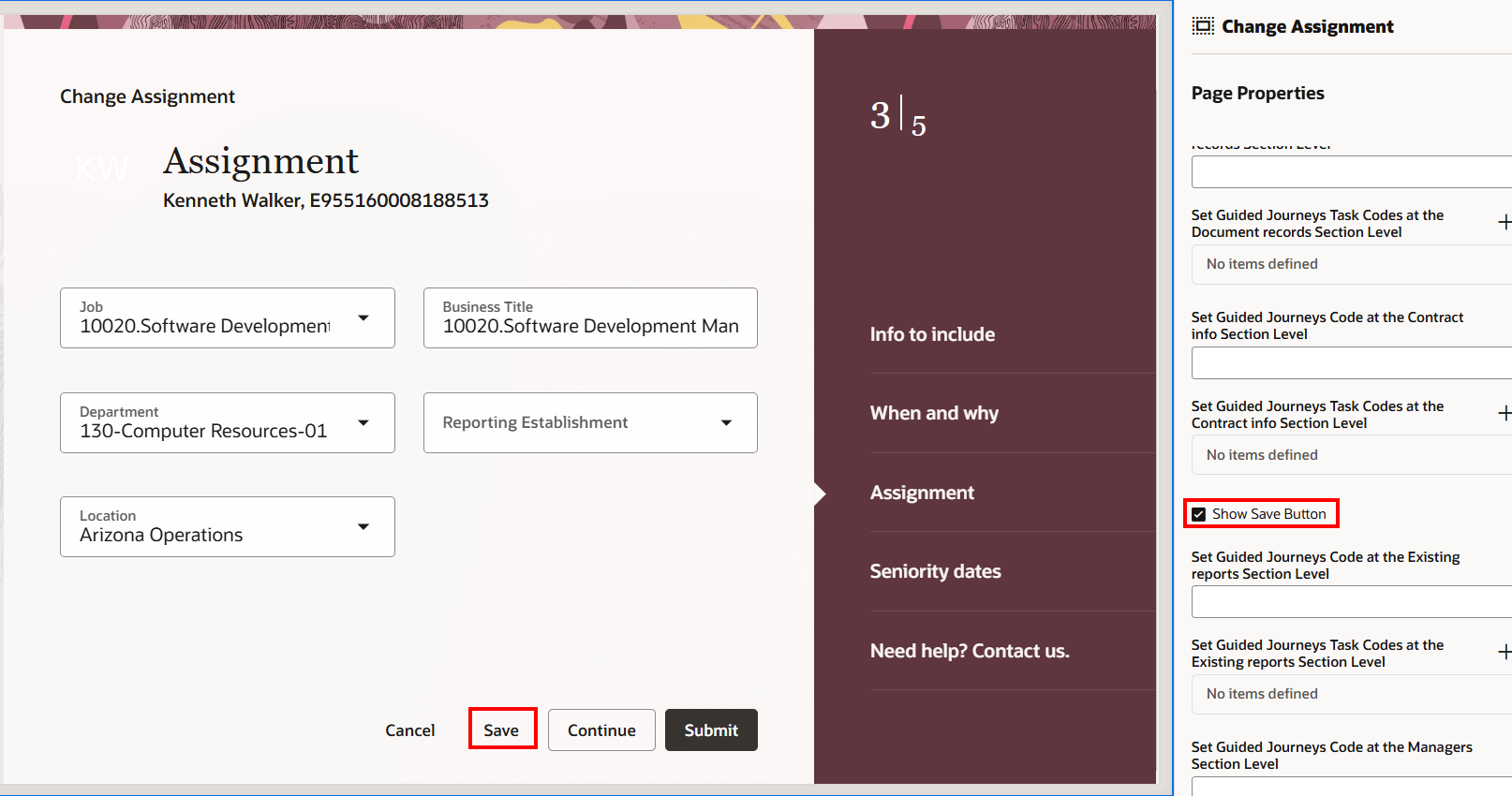 Show Save Button page property in Business Rules to enable Save button