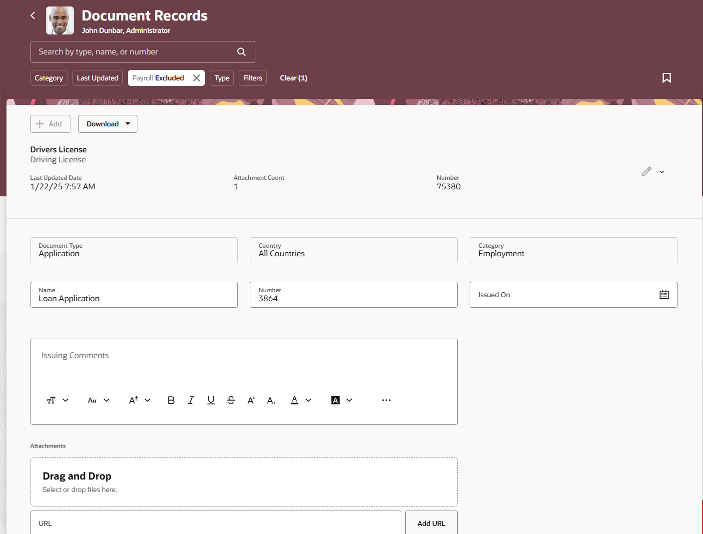 Expanded Document Record When Accessed Through a Deep Link