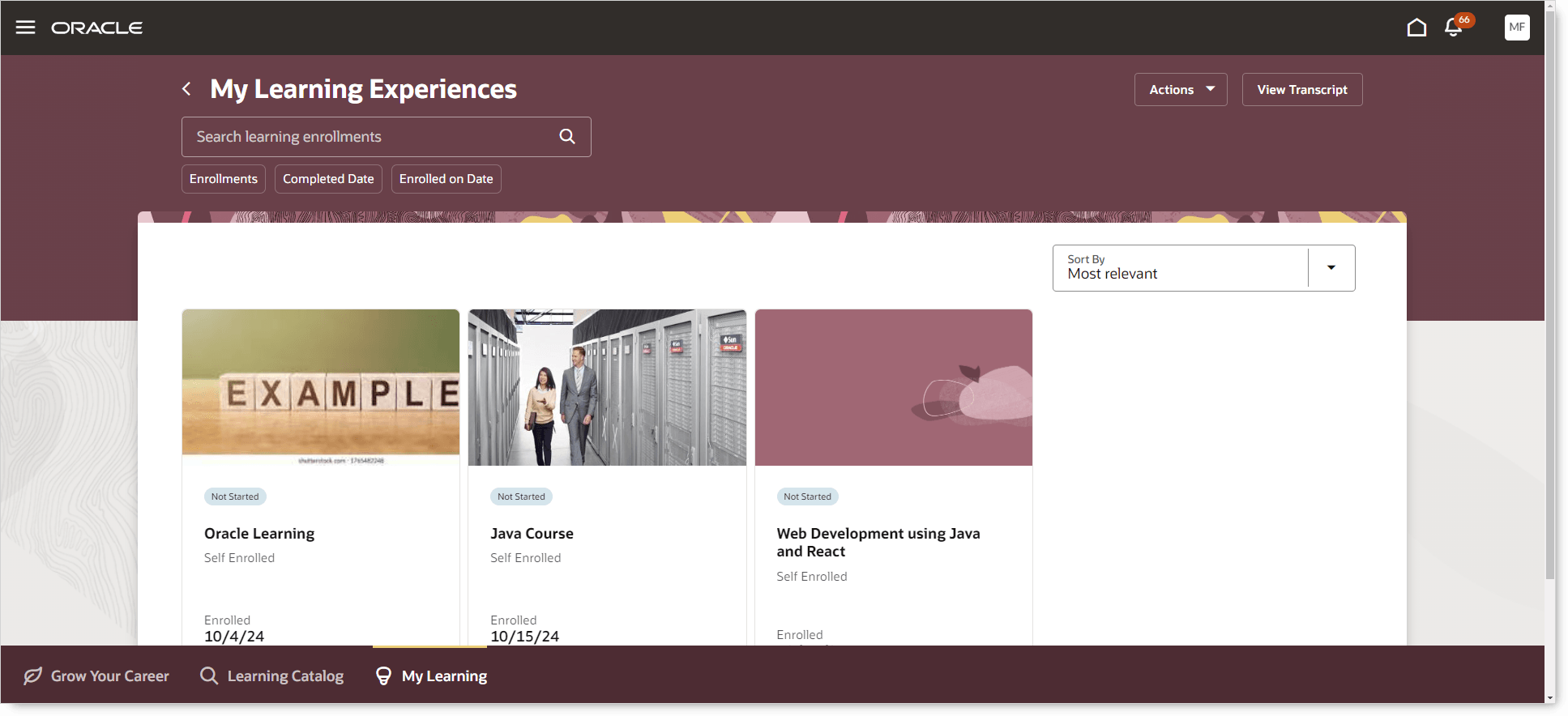 Learner Landing Page
