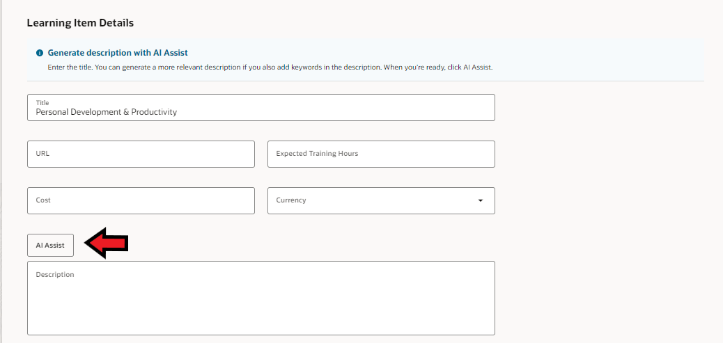 AI Assist Enabled for a Learner
