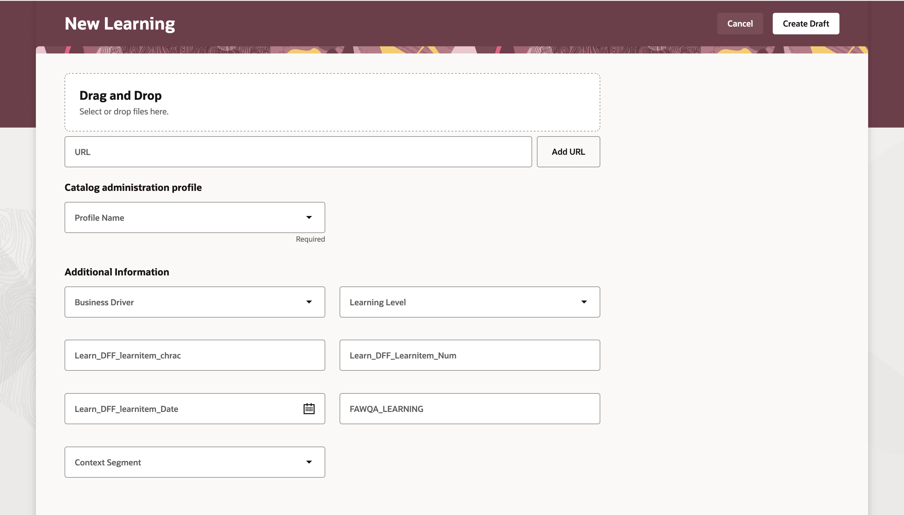 New Learning Page