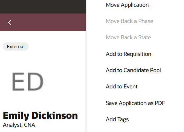 Image showing the side card More Actions menu