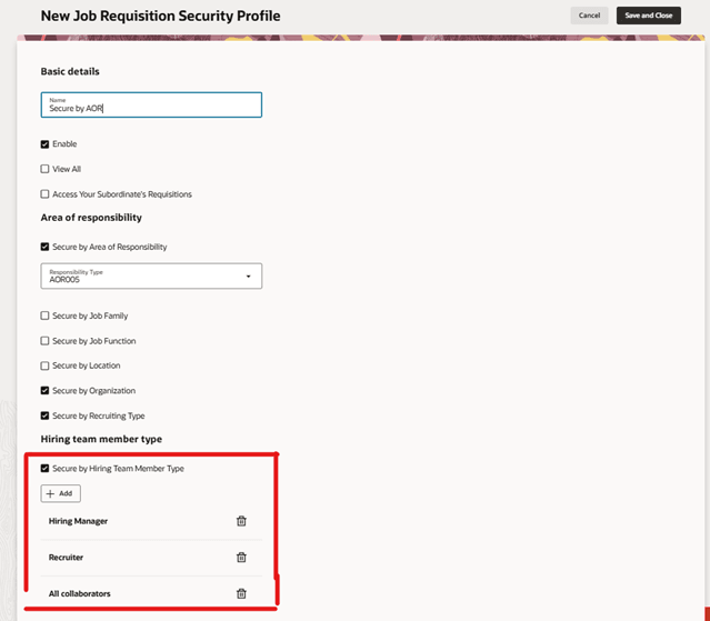 New Job Requisition Security Profile