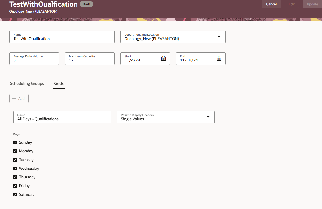 Sample Staffing Plan Showing the Grids Tab