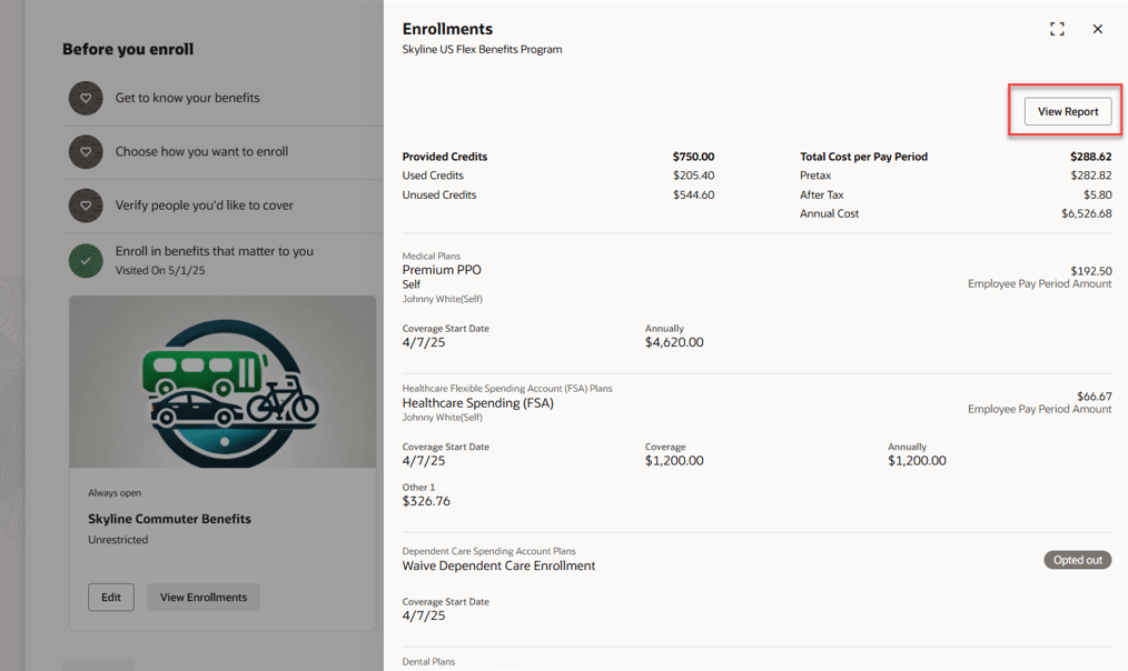 View Report on View Enrollments 