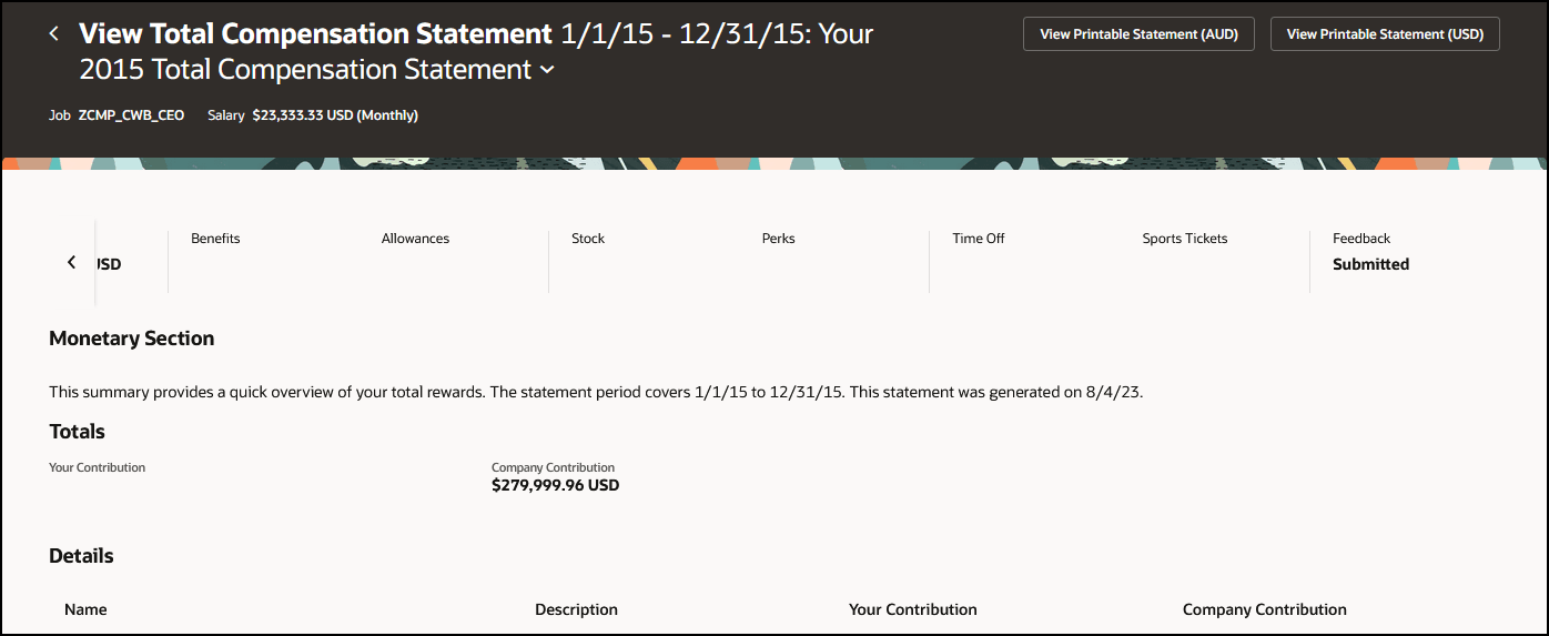 View Total Compensation Statement