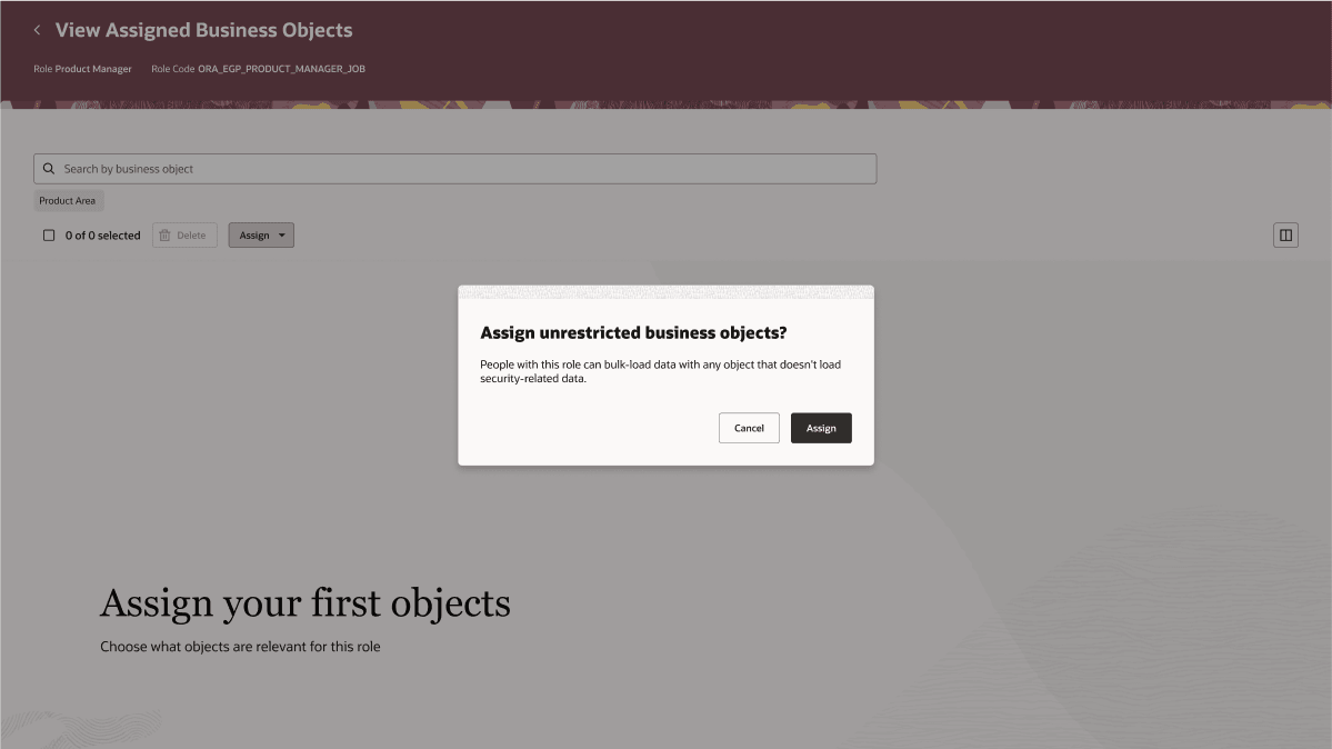 Assigning all unrestricted objects