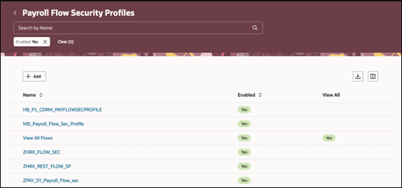 Payroll Flows Security Profiles Search
