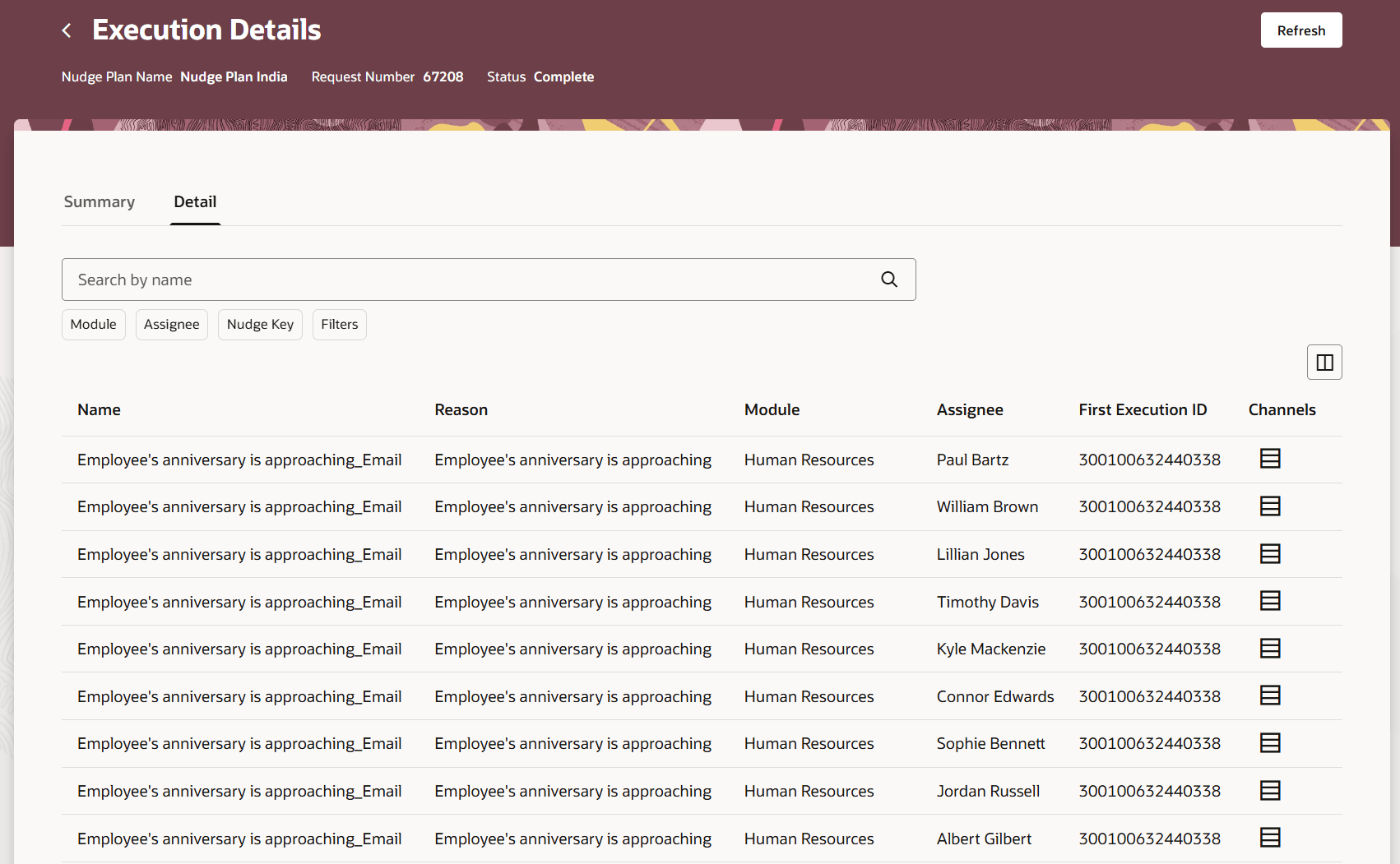 Nudge Plan Execution Detail Tab