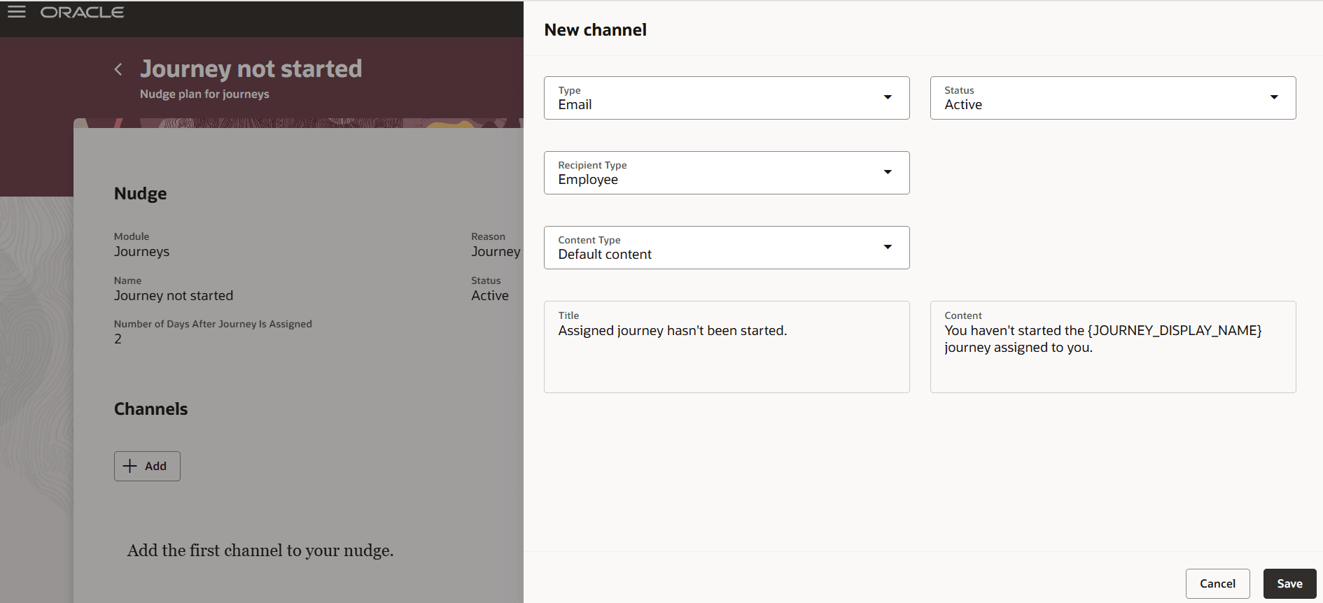 Creating a Channel in a Nudge