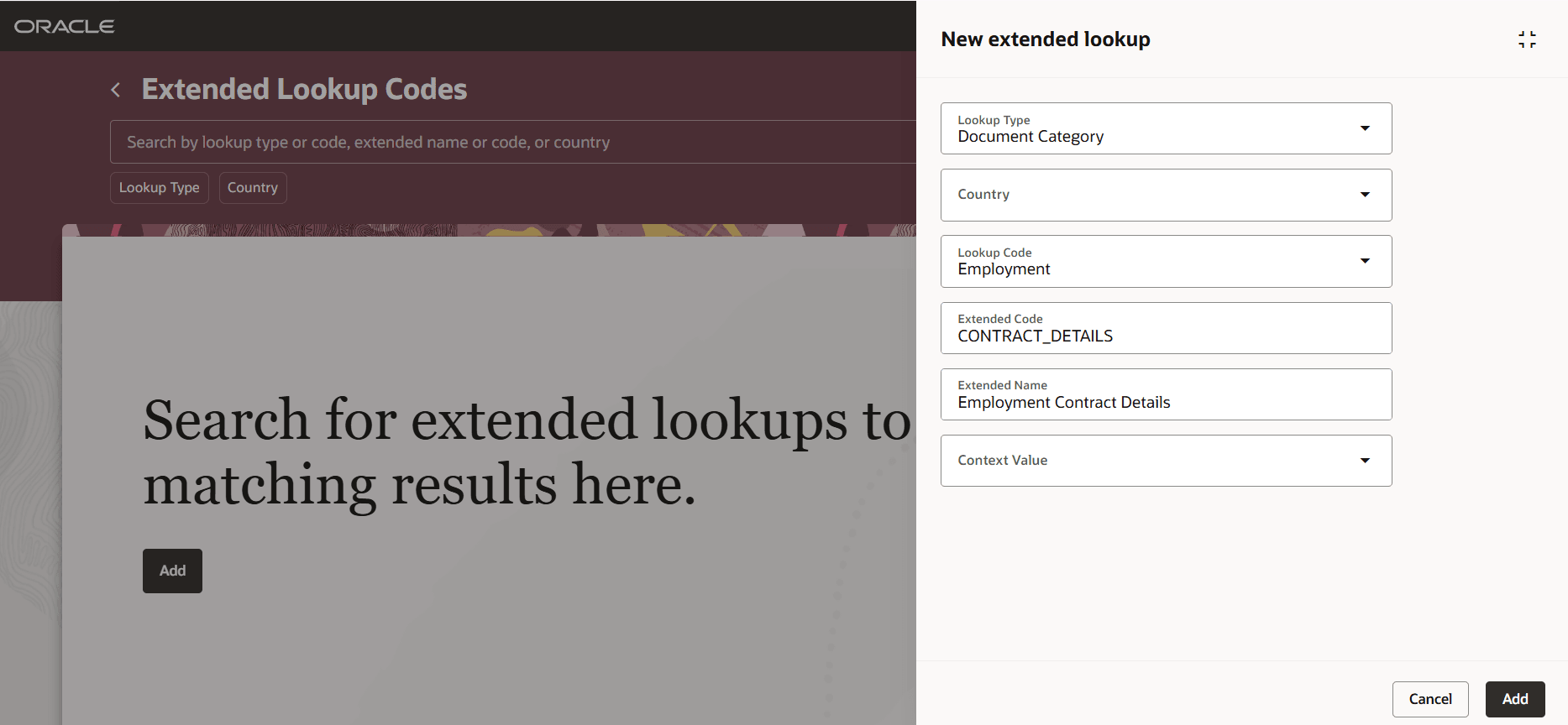 Add New Extended Lookup Code